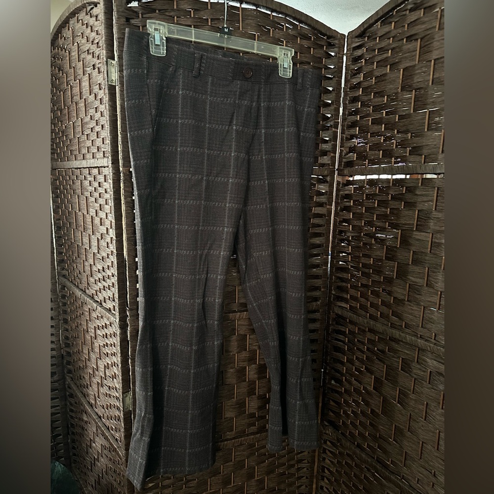 Betabrand Black Checkered Flare Pants